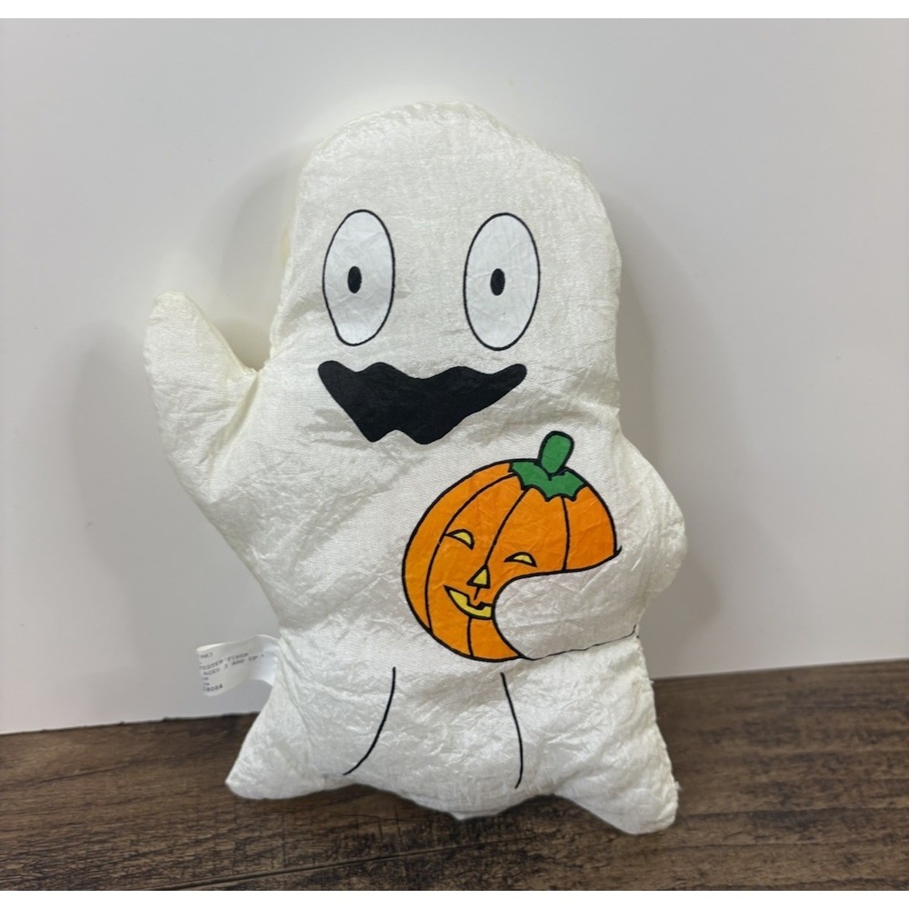 Vintage Halloween Ghost 7" Nylon Plush Window Cling Suction Cup Pumpkin
